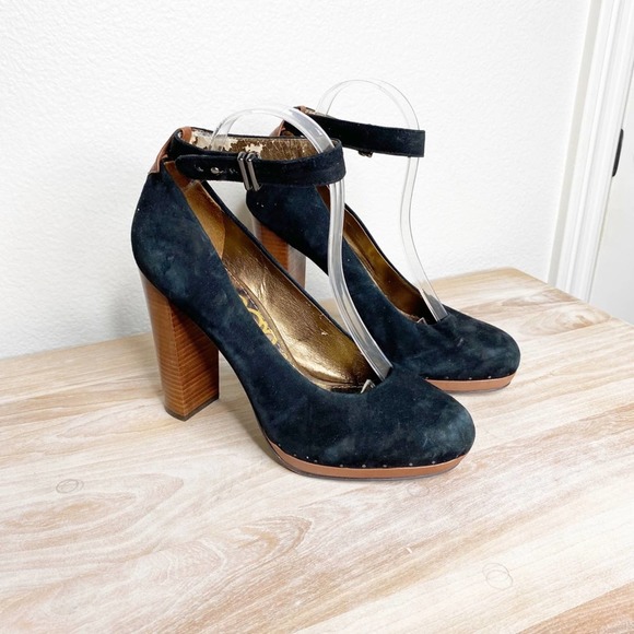 sam edelman lyla black suede high heels 9 - Picture 12 of 16